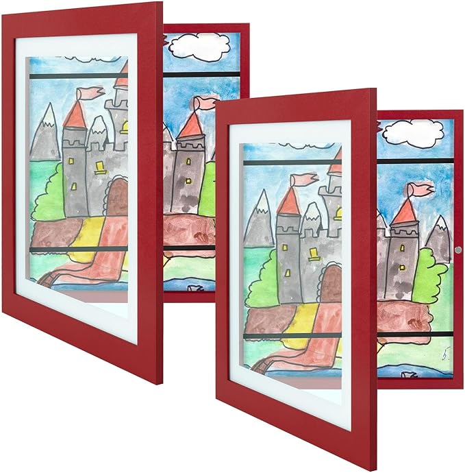 Golden State Art, 10x12.5 Kids Art Frames, Front-Opening Picture Frame Great for Kids Drawings, Artworks, Children Art Projects, Schoolwork, Home or Office (Red, Set of 2)