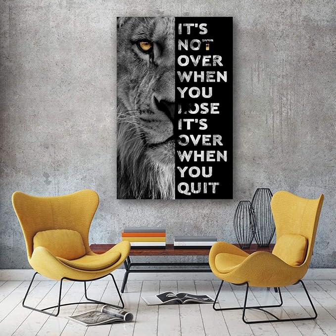 Never Give Up Motivational Print Canvas Wall Art • Success Printing Gallery Wrap • Inspirational Poster Artwork Modern Home Decor For Home,Office,Gym,Classroom Wall Decor Framed Ready to Hang