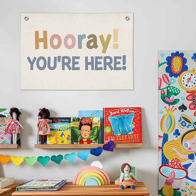 Welcome Sign for Classroom, Boho Classroom Must Haves Decorations for Teachers, Neutral Cute Back To School Wall Flag Linen Canvas Banner
