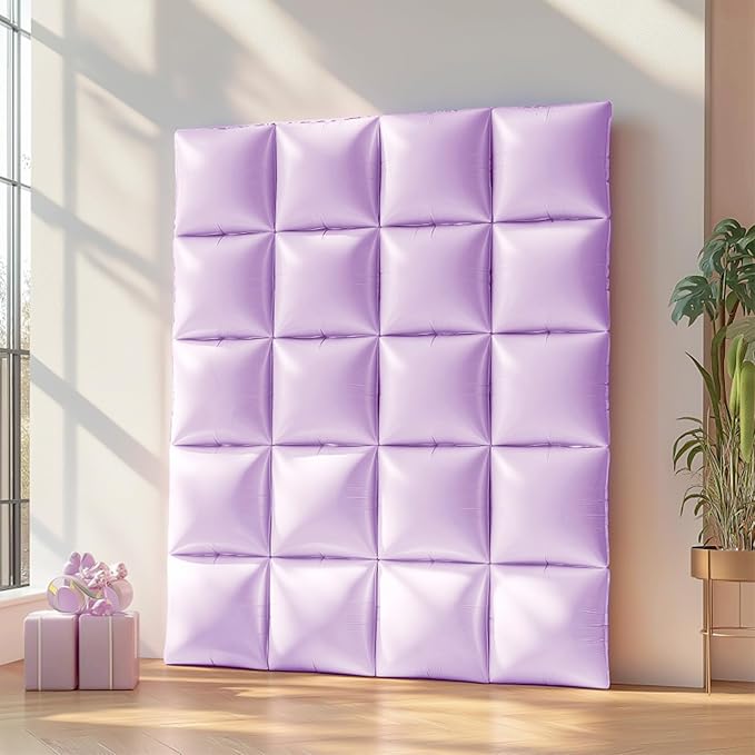 NISOCY 25PCS Purple Square Foil Balloons Wall Backdrop Double Sided Pastel Purple Balloons Arch Kit for Birthday Baby Bridal Shower Gender Reveal Easter Wedding Anniversary Party Decorations