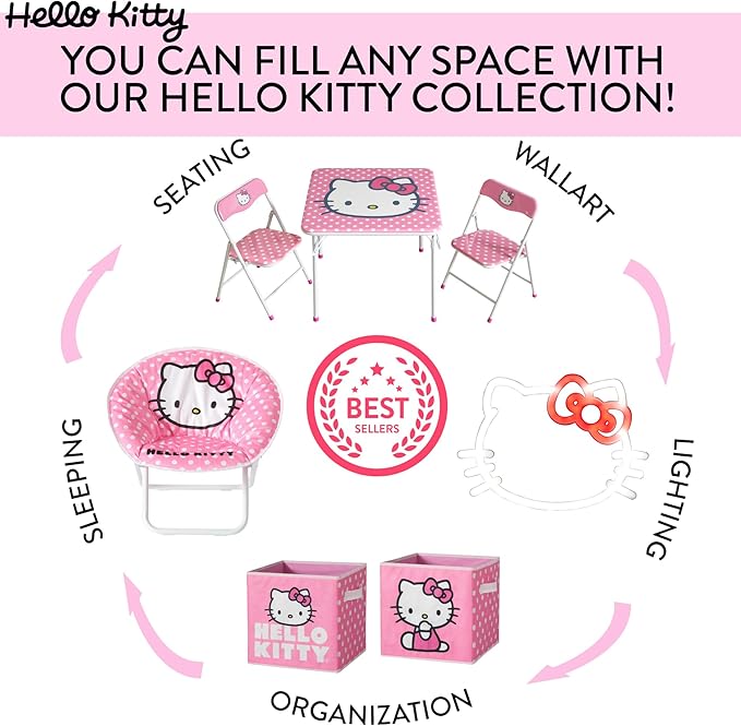 Hello Kitty LED Neon Wall Light,Figural Light-Up Wall Hanging Décor,Battery Operated,10" W x 7" H,Cute Night Light for Kids Bedrooms