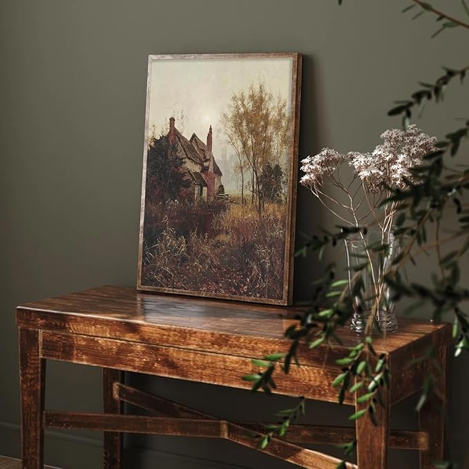 uniro Vintage Wall Art Decor Prints Farmhouse Wall Decor Vintage Fall Autumn Canvas Wall Art Prints Nature Landscape Lakes Swan Botanical Flower Women Painting Poster Rustic Cottagecore Decor Retro