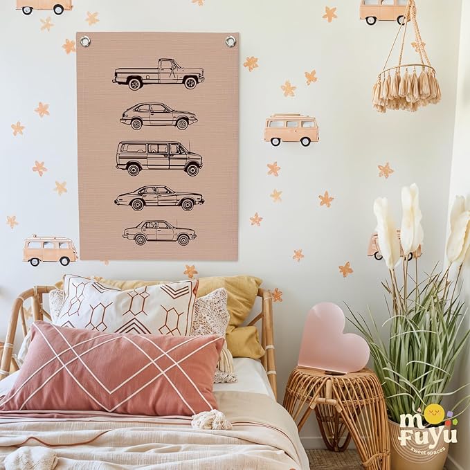 Toddler Boy Room Decor,Cars Room Decor for Boys,Vintage Car Wall Hanging Flag Banner for Bedroom,Playroom Nursery 18x25 Inch