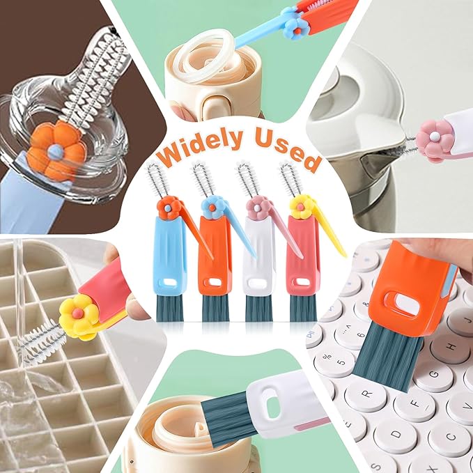 3 in 1 Cup Lid Cleaning Brush, Gap Cleaner Brushs - Home Kitchen Multifunctional Bottle Cleaning Brush Set, Portable Travel Bottle Lid Cleaner Tools, 4 PCS