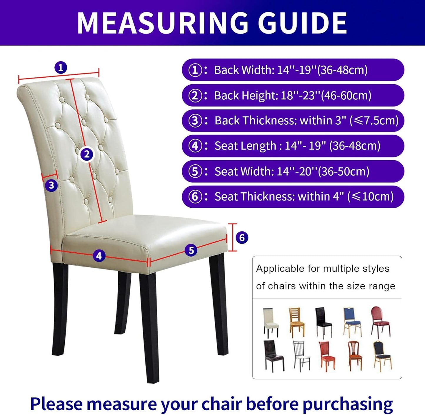 Howhic Stretch Chair Covers for Dining Room Set of 8, Removable Washable Dining Room Chair Covers, Dining Chair Slipcovers Seat Protector, Great Decor for Home and Banquet (Black, 8 Pack)