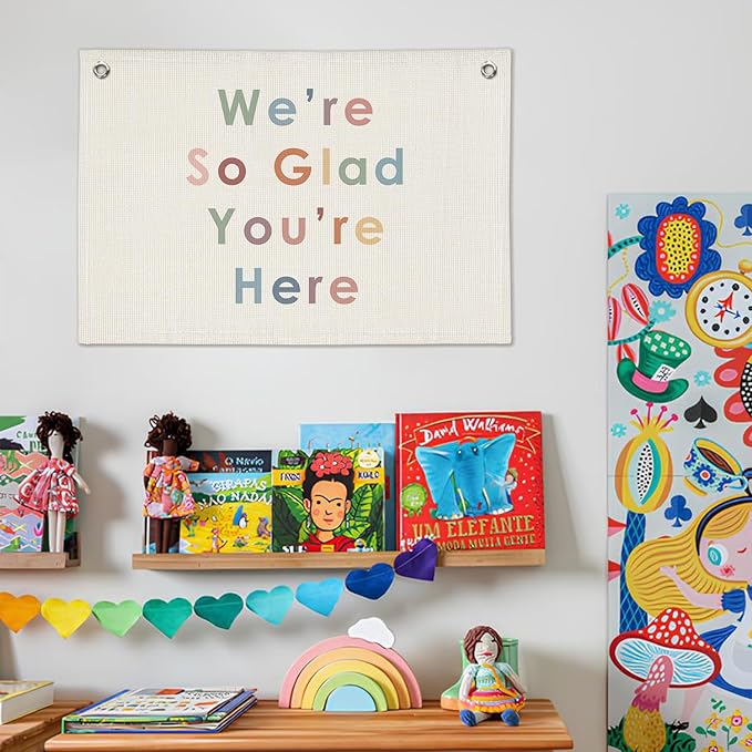 Boho Classroom Decor for Teacher, Cute Neutral Inspirational Classroom Must Haves Wall Decor, Welcome Sign Back To School Linen Canvas Banner