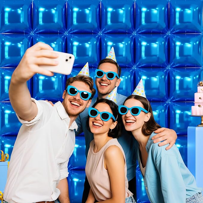 NISOCY 36PCS Blue Square Foil Balloons Wall Backdrop Double Sided Dark Blue Balloons Tunnel Arch Kit for Birthday Baby Shower Graduation Wedding Anniversary Party Decoration