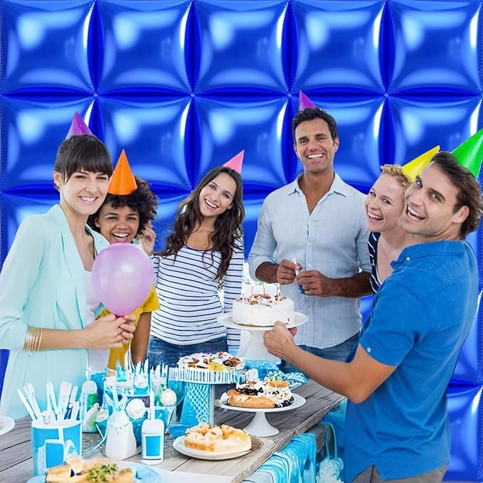 36pcs Blue Square Foil Balloons Wall Backdrop with 79pcs Balloon Garland Arch Kit, Double Sided Balloon for Birthday Baby Shower Bridal Shower Anniversary Prom Graduation Party Decorations