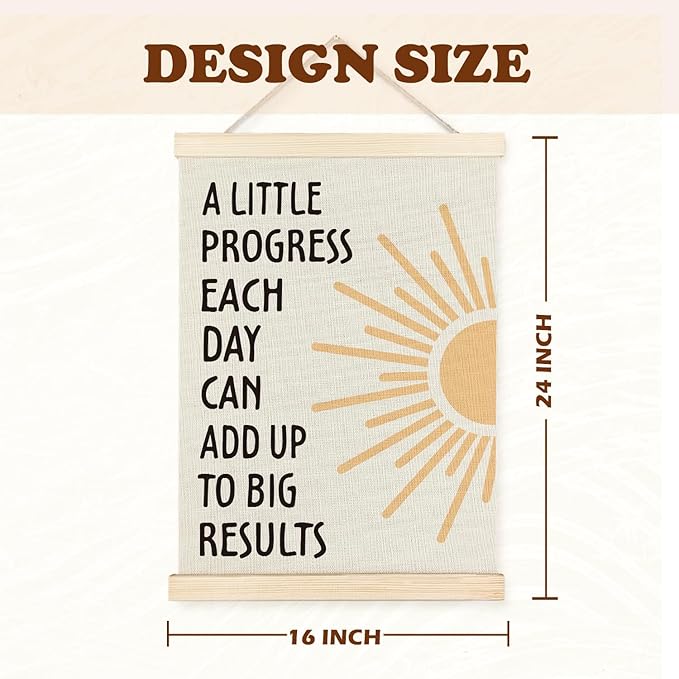 Supwhd Positive Affirmations Wall Decor, Inspirational Add Up to Big Results Wall Art Framed, Motivational Quotes Wall Art for Home Office Classroom, 16x24