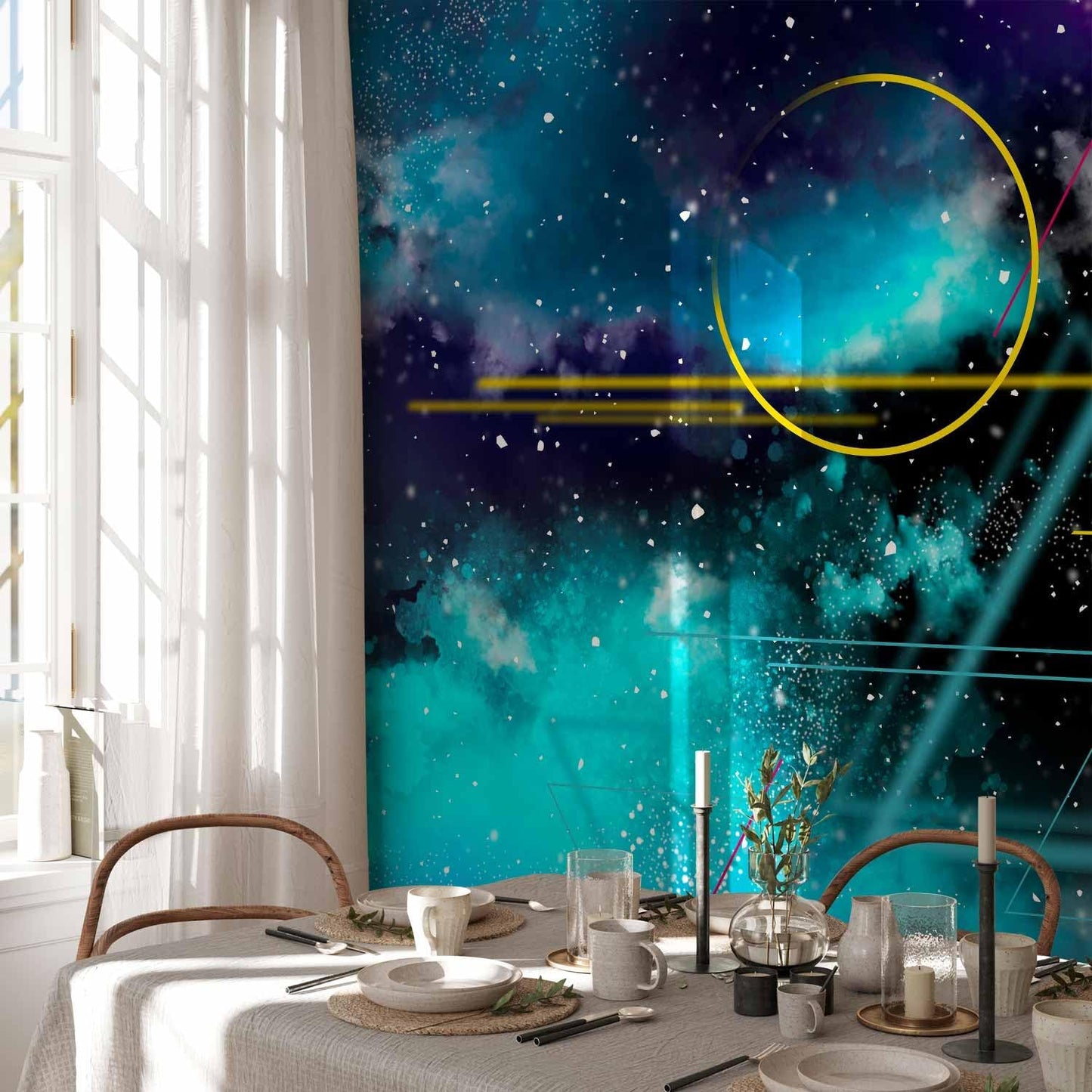 artgeist Wall Mural Galaxy 96x69 in - Peel and Stick Self-Adhesive Wallpaper Removable Large Sticker Foil Wall Decor Print Design Mural Cosmos Galaxy Cosmonaut Astronaut a-A-10328-a-a