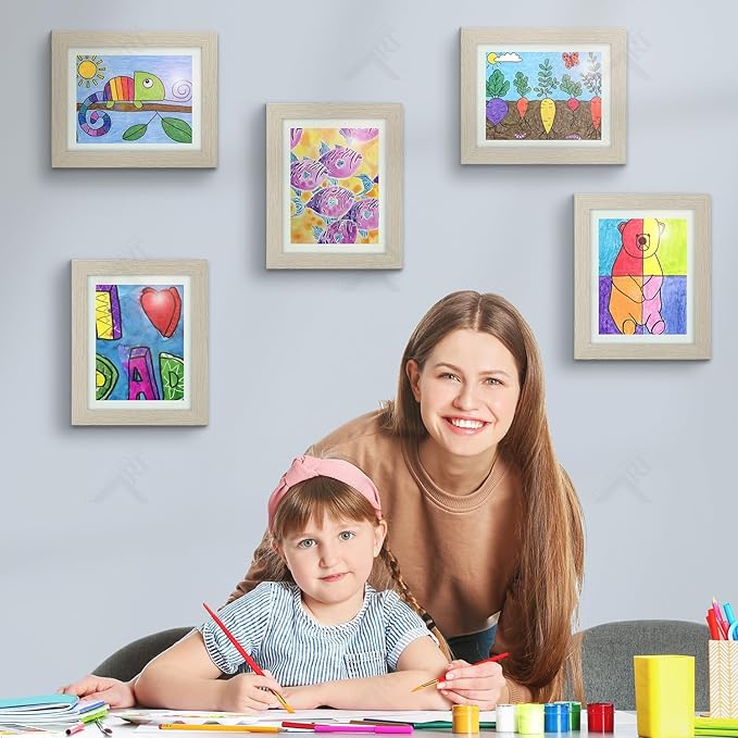 Golden State Art, 8.5x11 Kids Art Frames, Front-Opening Picture Frame Great for Kids Drawings, Artworks, Children Art Projects, Schoolwork, Home or Office (Grey, Set of 8)