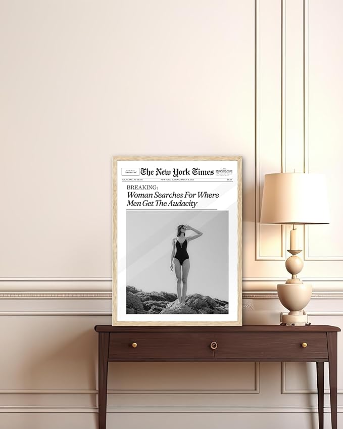 iHery Unframed Trendy NewsPaper Black Wall Art Prints Set of 1, 12x16in Canvas Wall Art Prints, Happy Hour New York News Every Hour is Happy Hour,Girl Dorm Retro Art for Living Room Home Décor 1Pack
