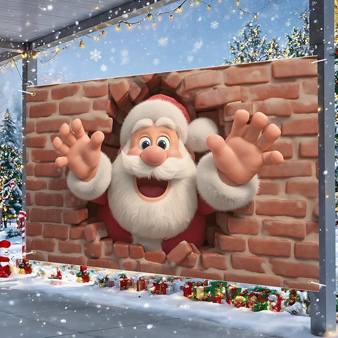 Merry Christmas Backdrop 71x43Inch Christmas Banner Santa Claus Xmas Party Theme Decorations Party Decor, Christmas Photo Backdrop