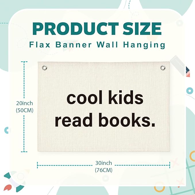 Lacama Cool Kids Read Books Banner, Reading Corner Decor for Classroom Flags Banners, Read Sign Wall Hanging Banner Flag Decor for Reading Nook,30x20 Inch