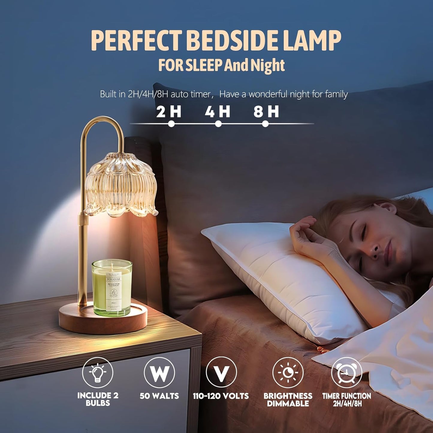 GEEZO Fragrance Candle Warmer Lamp,Electric Candle Warmer with Timer & Dimmer,Mom Christmas Birthday Gifts for Women, House Warming Gifts New Home Bedroom Decor