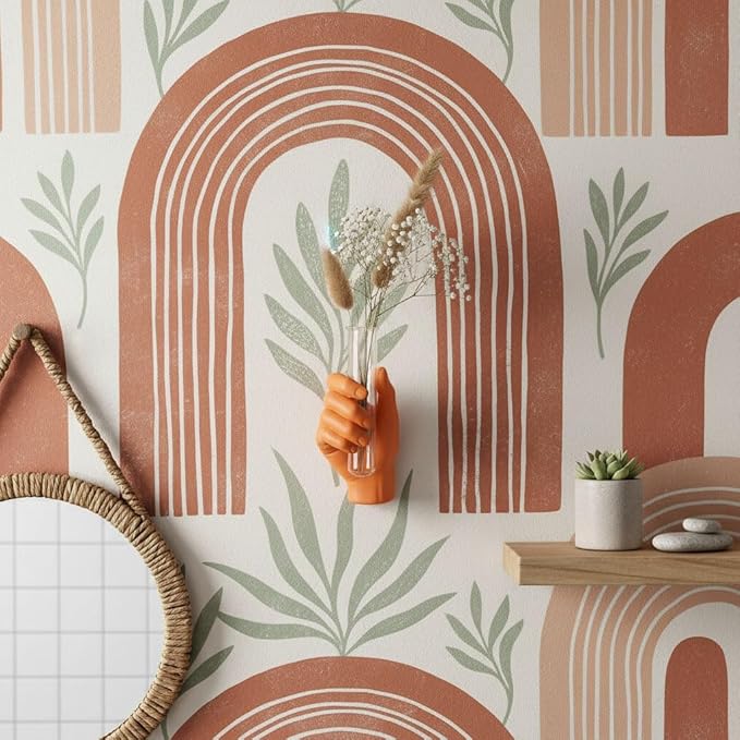 Wall Hand Vase,Vintage Art Decor,Life-Size Hand Sculpture with Glass Test Tube Vase,Unique Wall Art Statue for Indoor or Outdoor,Maximalist Boho Whimsical Decor, for Women (Orange)