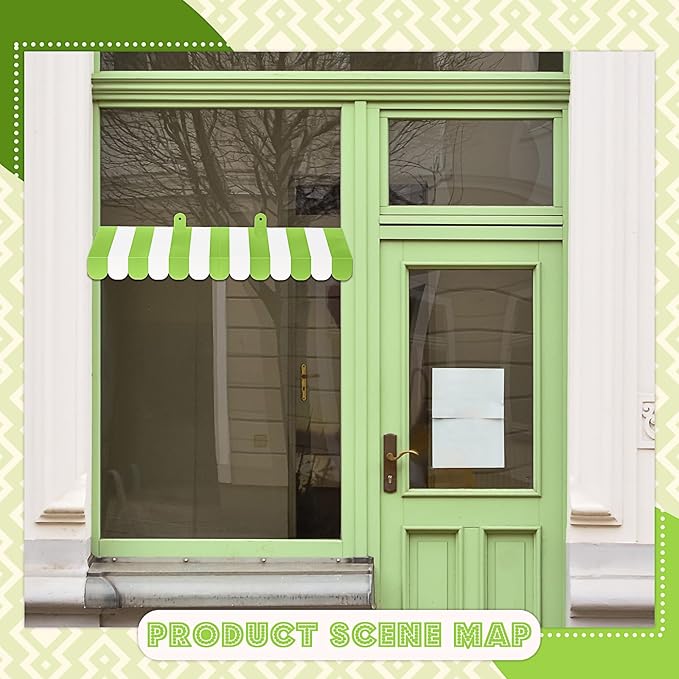Boao 4 Pack Circus Awning Decoration 3D Stripe Cardboard Awning Carnival Wall Decor Circus Party Favors for Lemonade Stand Bakery Ice Cream Truck Bulletin Board Decor(Bright Green and White)