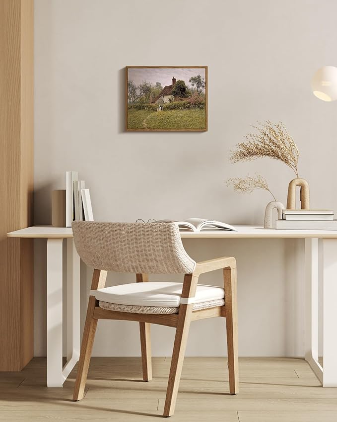 InSimSea Framed Canvas Wall Art Vintage Decor, Landscape Wall Art Prints, Old Cottages Countryside Landscape Art, Rustic Farmhouse Decor for Bedroom Living Room, 11"x14"