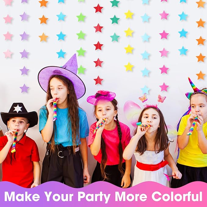 Patelai Glitter Star Garland Banner 2026 Graduation Decor 130 Feet Star Hanging Banner Twinkle Backdrop for Party Birthday Classroom Wedding Supplies(Rainbow)