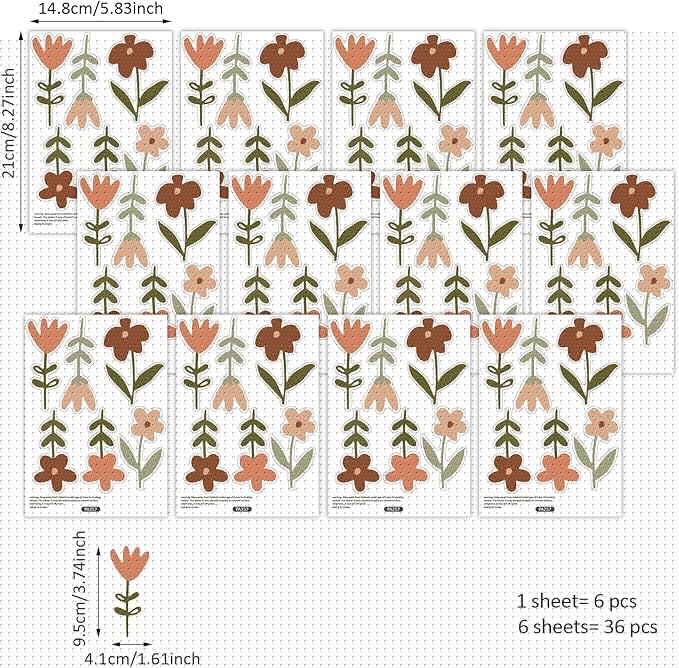 QUCHENG Nursery Wall Stickers Boho Kids Room Decor Girls Bedroom Removable Wall Decals Vinyl Murals DIY Cute Decorations 12 Sheets