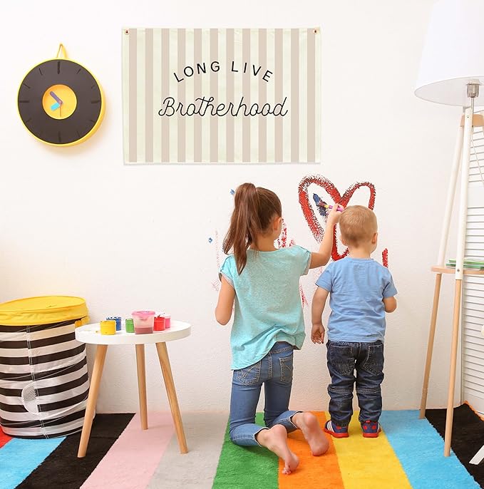 Rectangular Nursery Wall Banner Decor-Hanging Rectangular Flag Poster Wall Art for Boys Kids Teen,Nursery Bedroom Playroom Door Decoration,Baby Shower Birthday Christmas Gift-Long Live Brotherhood