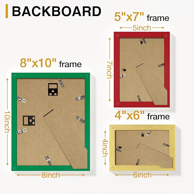 Vittanly 12 Pack Picture Frames Collage Wall Decor for Mounting or Tabletop Display, Gallery Wall Frame Set for Family, Multi Sizes Including 4pcs 8x10, 4pcs 5x7, 4pcs 4x6, Green & Red & Gold
