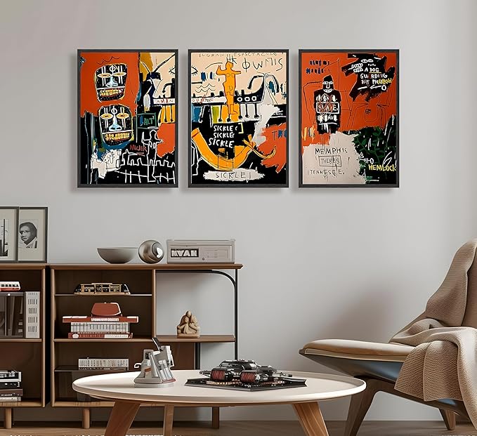 JWDXNOOK 3pcs Modern Colorful Graffiti Wall Art Street Canvas Prints Posters Modern Abstract Paintings Wall Decor for Urban Home Living Room Bedroom Bathroom Office Home Decor Unframed