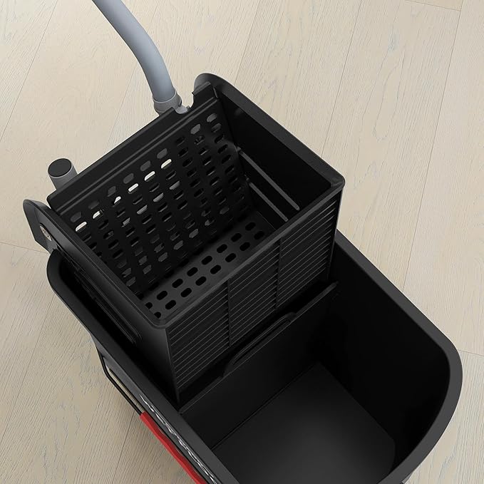 HOMCOM Commercial Mop Bucket with Side Press Wringer on Wheels for Floor Cleaning, 21 Quart, Separate Dirty and Clean Water, for Home Apartment Small Business and Office, Black