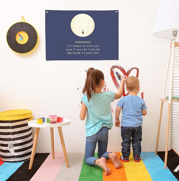 Nursery Wall Decor-Rectangular Banner Flag Poster Wall Art for Nursery Bedroom Reading Room Playroom Decoration,Baby Shower Birthday Christmas Gift-Remember,I'll Always Be With You-Baby Growth Stuff