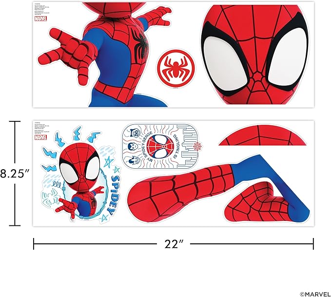 Marvel Spidey and His Amazing Friends Spider-Man Wall Decal - 27" Spidey Vinyl Stickers for Bedroom Bathroom Decor - Peel and Stick Room Decorations