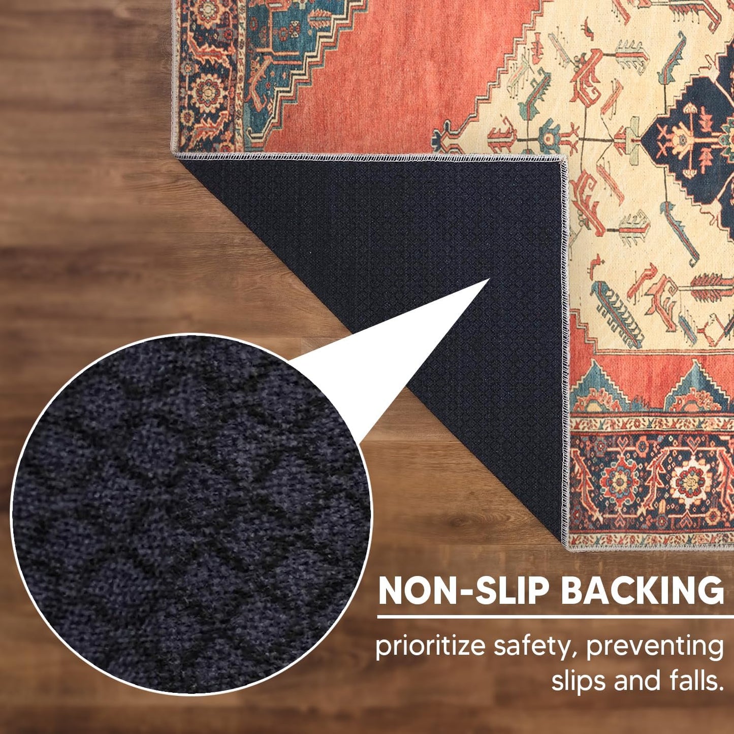 Keen Home Design 2x3 Rug - Machine Washable Entry Rug with Non-Slip Backing, Ideal for Enteryway, Kitchen, Bathroom, Laundry Room - Vintage, Easy Clean, Durable, Low Pile Rug - (2' x 3')