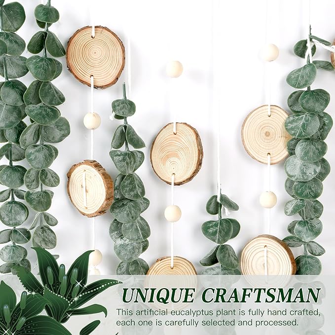 Sggvecsy 21’’ Eucalyptus Wall Hanging Decor Artificial Eucalyptus Plant Fake Greenery Leaves Boho Wall Decor with Wooden Stick for Bedroom Bathroom Kitchen Rustic Farmhouse Home Living Room Decoration