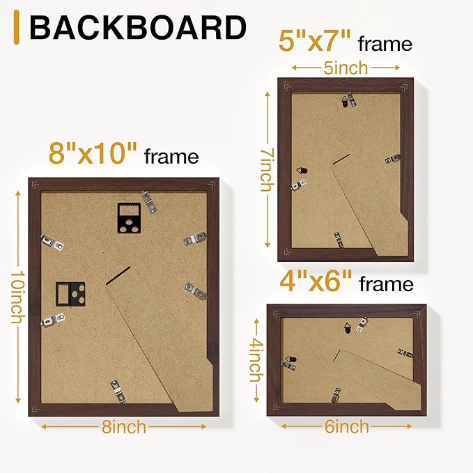 Vittanly 12 Pack Picture Frames Collage Wall Decor for Mounting or Tabletop Display, Gallery Wall Frame Set for Family, Multi Sizes Including 8x10, 5x7, 4x6, Light Brown