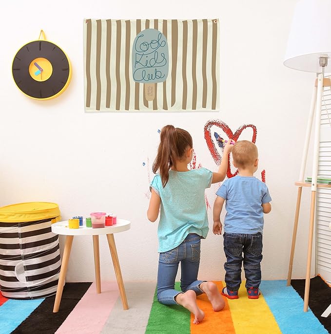 Cool Kids Club Nursery Canvas Banner-Hanging Rectangular Flag Sign for Baby Boy Girl Kids Teen,Bedroom Reading Room Playroom Decoration,Baby Shower Birthday Christmas Gift