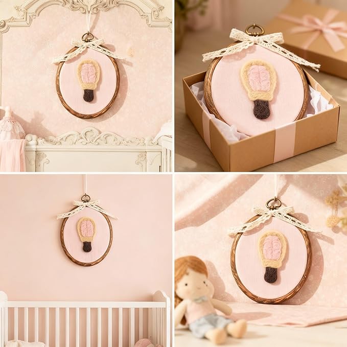 Soulchen Felted Hot Air Balloon Nursery Wall Decor 5 x 6 Inch Cute Bobo Wall Art Decorative Artwork for Nursery Bathroom Living Room Baby Room Bedroom Farmhouse Decoration