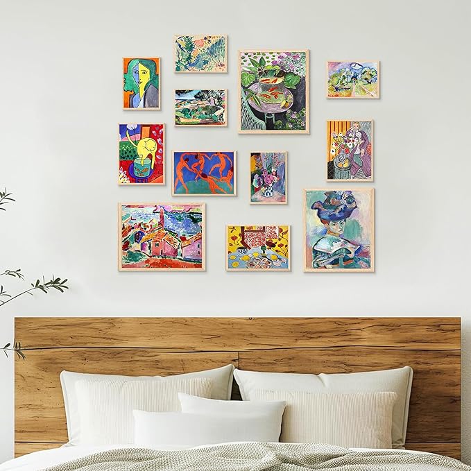 KBKBART Matisse Wall Art Prints Set of 12, Matisse Eclectic Wall Decor, Colorful Abstract Painting Wall Decor Aesthetic, Minimalist Vintage Gallery Canvas Paintings, Eclectic Home Decor, Unframed