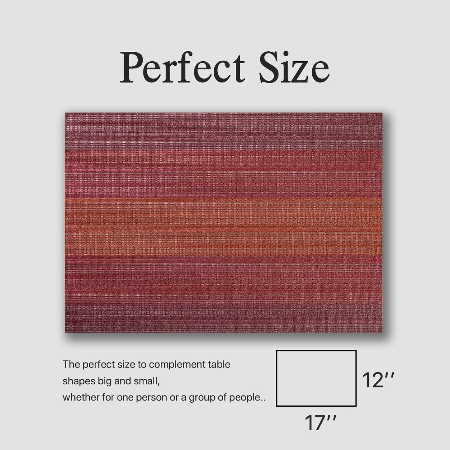 Placemats Set of 8 - Easy Clean Woven Vinyl Placemats for Dining Table, Indoor/Outdoor Place Mats, Washable PVC Table Mats(Pomegranate Parade)