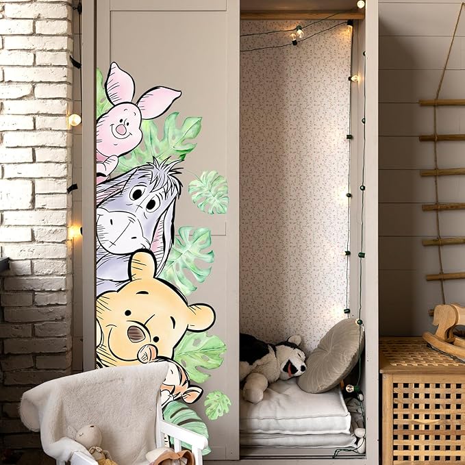 Winnie Wall Stickers for Kids, Winnie Character Wall Stickers, The Pooh Party Decorations, Winnie Removable Stickers for Baby Kids Nursery Children Room Bedroom Living Room Playroom Wall Decoration