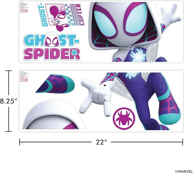 Marvel Spidey and His Amazing Friends Ghost Spider Wall Decal - 23" Gwen Stacy Vinyl Stickers for Bedroom Bathroom Decor - Peel and Stick Room Decorations