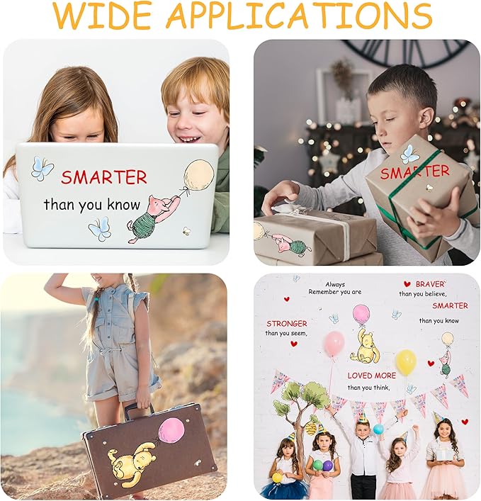 Winnie Wall Stickers for Kids, Winnie Character Stickers for Children Room, Inspirational Removable Wall Stickers for Baby Kids Nursery Bedroom Living Room Playroom Wall Decoration