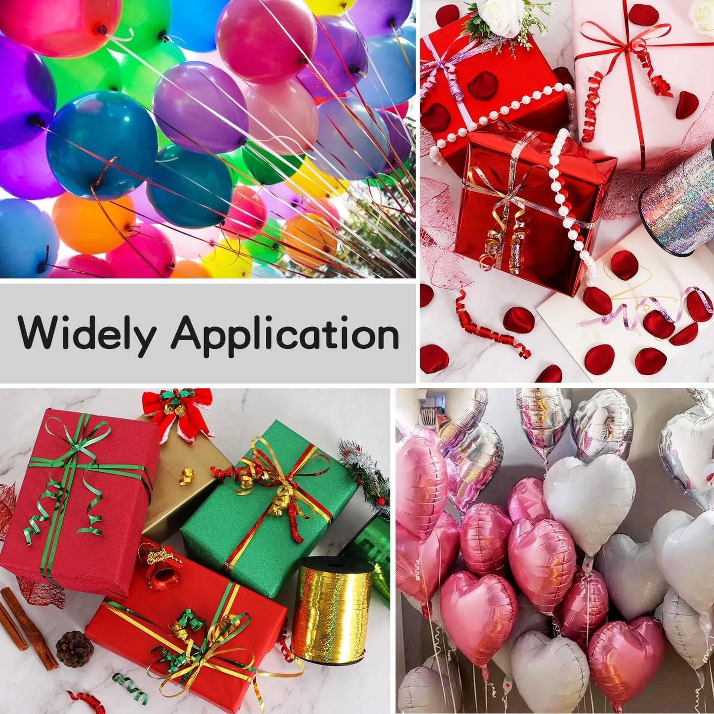 BEISHIDA 500 Yards Blue Crimped Curling Ribbon Balloon String, Shiny Metallic Ribbon Roll for Gift Wrapping for Birthday Party Festival Art Craft Decor Florist Flowers Decoration