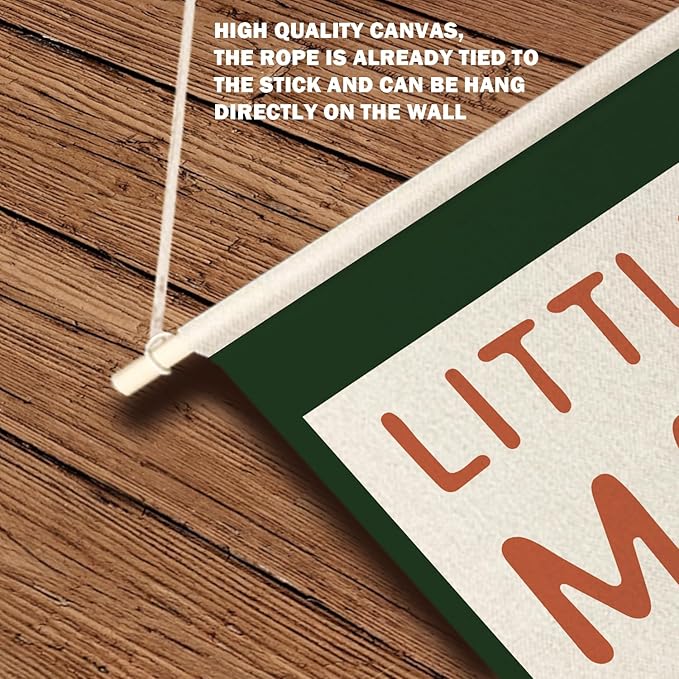 Qpenm Little Man Cave Hanging Wall Canvas Banner,Kids Room Hanging Pennant Flag Prints,Nursery Hanging Wall Canvas Banner,Nursery Wall Art Decor,Baby Boy Nursery Decor