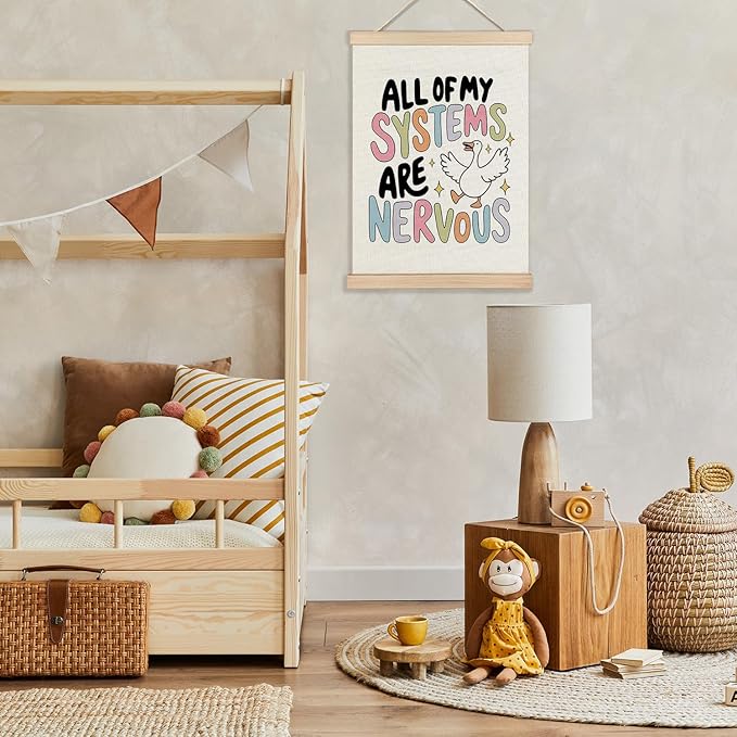 LZYRF Silly Goose Mental Health Wall Art, Therapy Office Decor, All of My Systems Are Nervous Goose Canvas Prints Wall Decor for Therapist Counselor Calming Office, 12x16 Inch