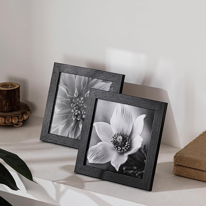 eletecpro 6x6 Picture Frames Set of 9, Classic Gallery Wall Frame Displays 6x6 Photos on the Table, Square Collage Wall Decor, Black Picture Frames with Hanging Hardware for Home Wall Art