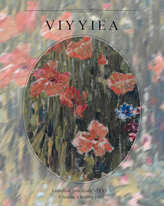 VIYYIEA Gold Framed Impressionist Wildflower Meadow Canvas Wall Art, Vintage Floral Painting for Sophisticated Living Room or Master Bedroom | Lightweight No-Glass Design | 11x14 Inch