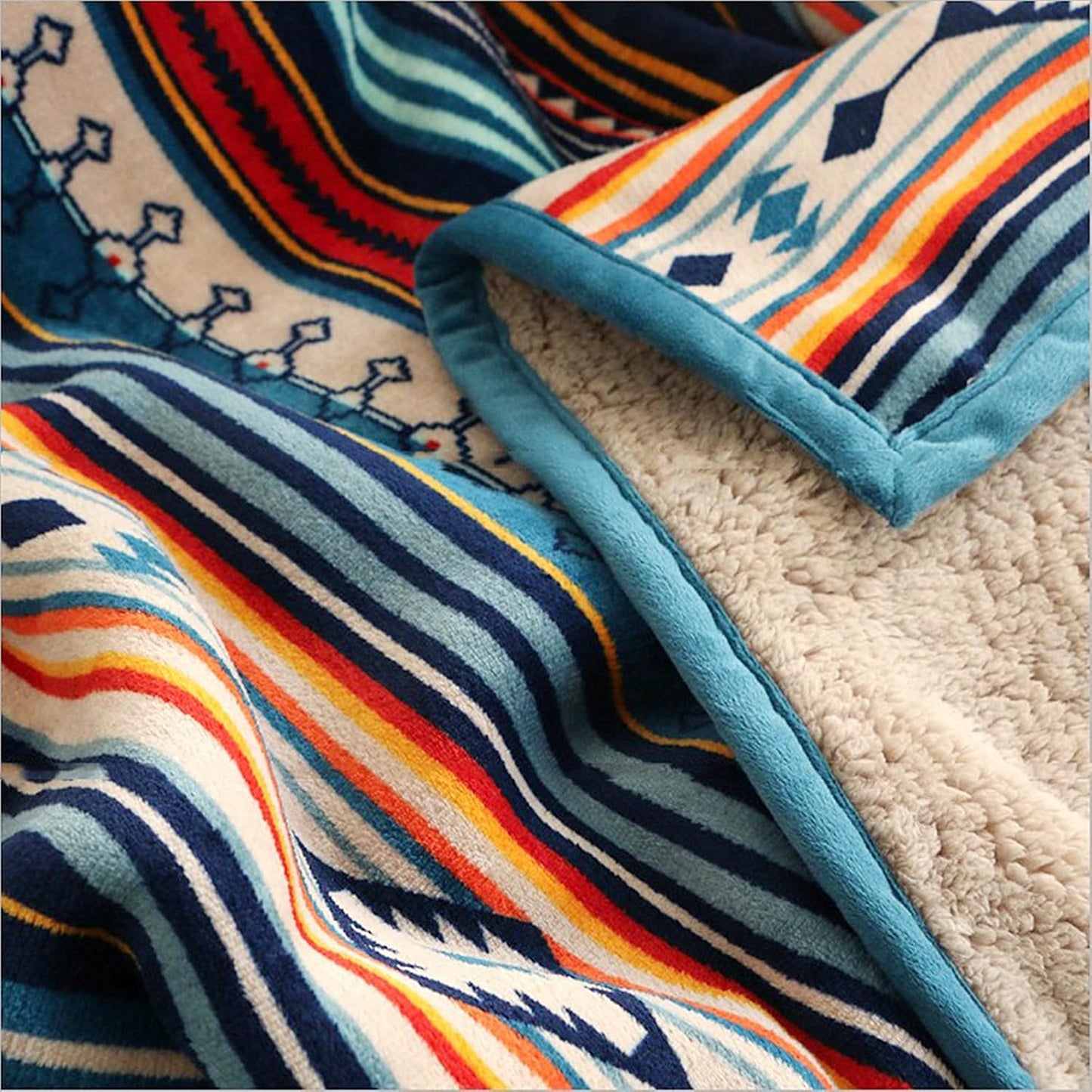 UKELER Bohemian Sherpa Bed Blanket King Size 90'' x 108'', Native American Cozy Warm Blanket for Bed/Couch/Sofa, Great Gift for Women's Day,Mother's Day,Father's Day,Thanksgiving,Christmas,Birthday