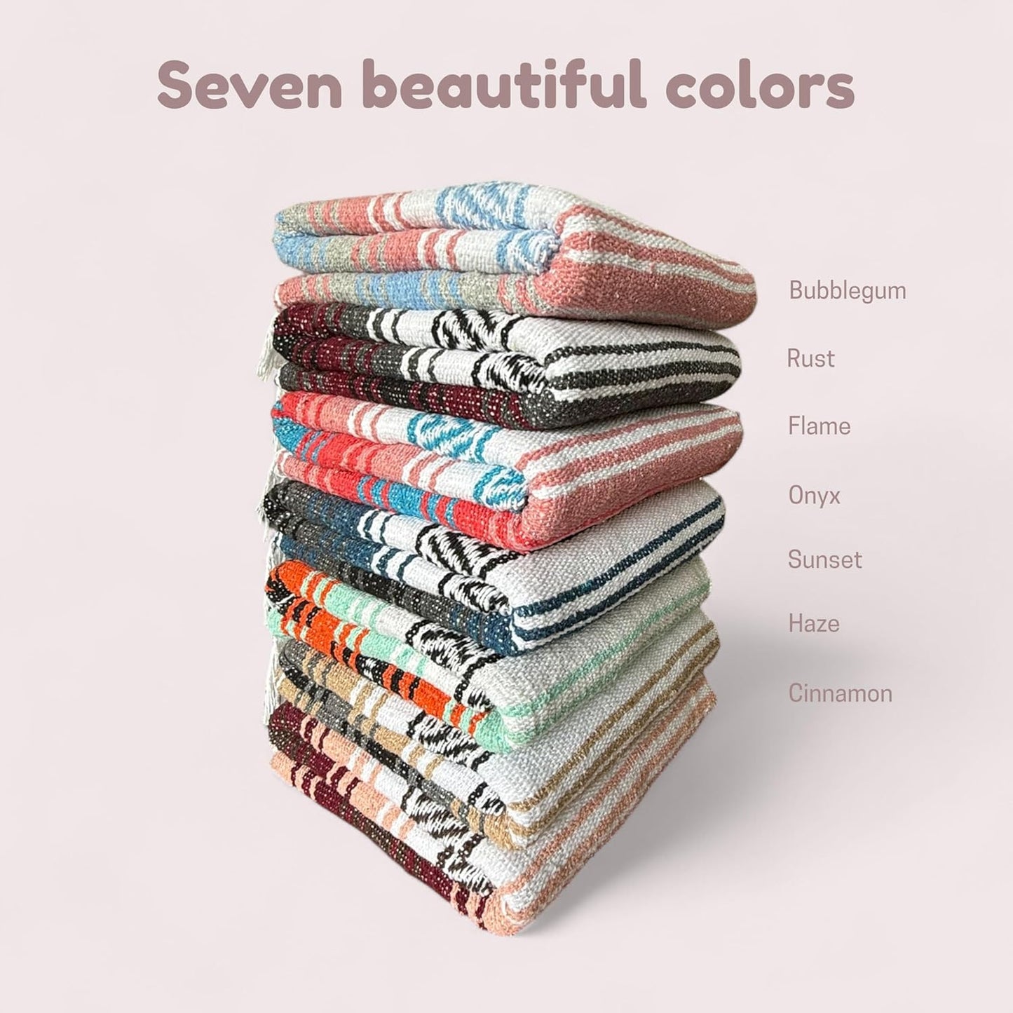 Traditional Handwoven Mexican Blanket, Large Falsa Serape - Soft & Durable - Vibrant Beach, Picnic, Yoga & Camping Mat - Lightweight Boho Throw 70"x50" (Flame)