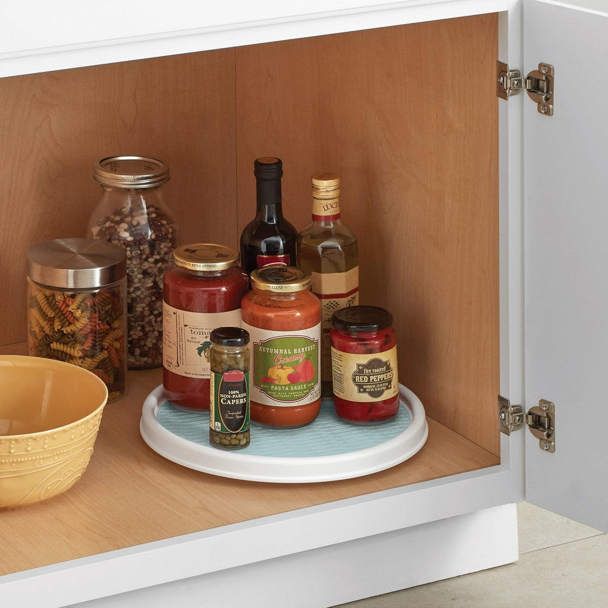 Copco Basics Non-Skid Pantry Cabinet Lazy Susan Turntable, 12-Inch, White (Pack of 2)