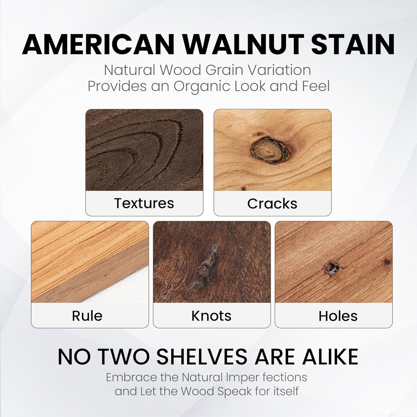 55 Inch Floating Shelves for Wall, Elm Wood Floating Shelves for Home Décor, Wall-Mounted Display Shelves with Heavy-Duty Bracket, Live Edge Long Floating Shelf for Kitchen, Living Room, Natural