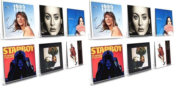 Vinyl Record Shelf Wall Mount, 12 inch Clear Acrylic Album Record Holder Display, Kids Bookshelf, Floating Wall Shelves for Bathroom, Bedroom, Living Room, Kitchen, 12 Pack